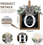 Ultra Large 14'' Last Name All Year Round Front Door Wreath with 26 Initial Letter Welcome Sign All Seasons Eucalyptus Garland and Bow Wreaths for Front Door Porch Farmhouse Decoration (O) - Image 4