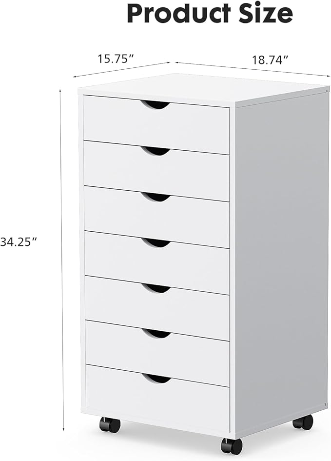 OLIXIS 7 Drawers Rolling File Cabinet, Mobile Under Desk Storage Cabinet - Image 2