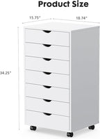 OLIXIS 7 Drawers Rolling File Cabinet, Mobile Under Desk Storage Cabinet - Image 2