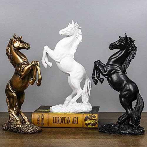 Lependor Standing Horse Resin Statue for Home Decor Animal Ornament Sculpture Horse Art Figurine Decorative - White - Image 4