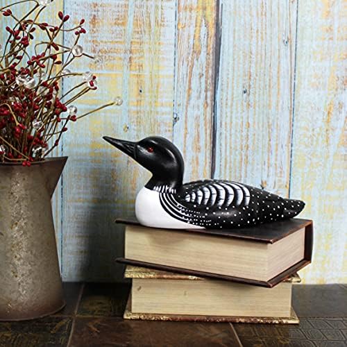 CVHOMEDECO. Primitives Hand Engraving and Painted Wood Loon Farmhouse Figurine Decorative Accent, 10-1/4 Inch - Image 5
