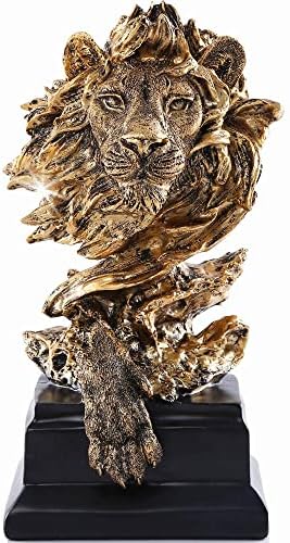 H&W Sandstone Lion Statue, The King of Beast, Collectible Figurines, Golden by HW