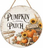 Fall Pumpkin Patch Decorations for Home, Retro Pumpkin Patch Wooden Sign by Catta