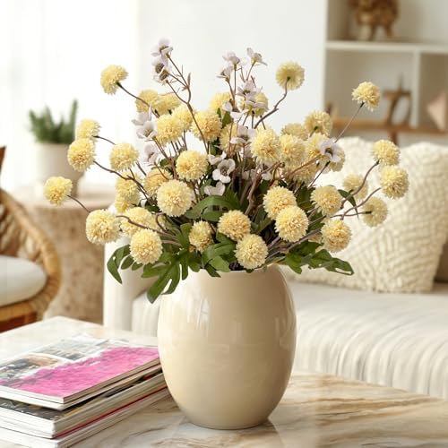 Mixed 10 Pcs Artificial Pompon Mum Set-8 Chrysanthemum & 2 White Daisy, Yellow Silk Faux Flower for Vase Fall Floral Arrangements Wedding Centerpiece DIY Home Indoor Outdoor Decor (No Vase) - Image 2
