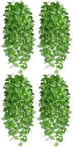 Artificial Watermelon Pattern Vines 4 Pack, 40" Fake Hanging Plants for Wall Decor Indoor, Unique Pattern Leaf Vines for Bookshelf Boho Living Room Bedroom Decor by Unknown