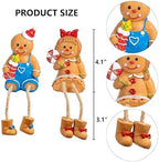 Dazzle Bright Christmas Figurines, Set of 2 Resin Gingerbread Man Sitters with Dangling Legs, Xmas Table Fireplace Shelf Sitters Decorations Sitting Figurines Ornament for Indoor Home Decor - Image 3