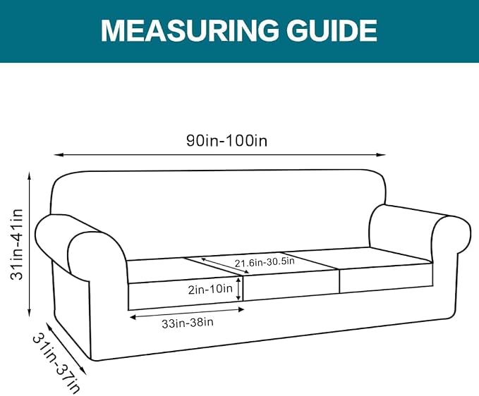 Turquoize 4 Piece Sofa Covers for 3 Cushion Couch Sofa Slipcover Soft Couch - Image 2