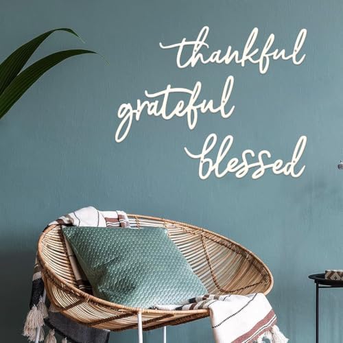3 Pieces Thankful Grateful Blessed Letter Sign Metal Wall Decor - Image 3