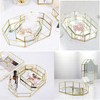 Hipiwe Mirror Glass Vanity Tray - Gold Ornate Makeup Organizer Perfume Tray - Image 2