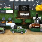 Football Mini Metal Truck Farmhouse Vintage Vintage Metal Farm Pickup Truck Decor with Football Helmet Farmhouse Rustic Pickup Tiered Tray Decor for Home Shelf Table Center Decor (Green) - Image 4