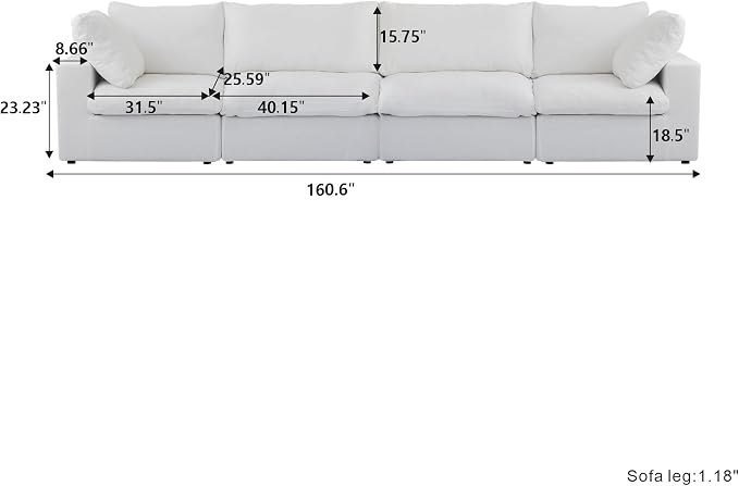 Cloud Modular Sectional Sofa Couch, 4 Seater Sofa - Image 2