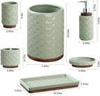RQYIXI Ceramic Bathroom Accessories Set,Sage Green,6 Piece,with Trash Can - Image 2