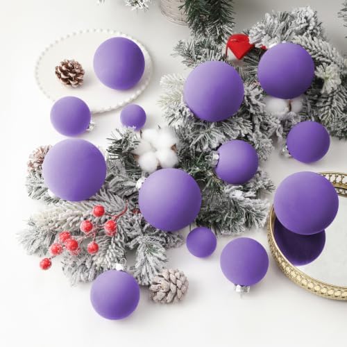 Velvet Christmas Ornaments Set 38Pcs Flocked Shatterproof Christmas Ornaments for Christmas Tree Decorations Xmas Decorative Hanging Christmas Ball Ornaments for Holiday Home Decor - Image 4