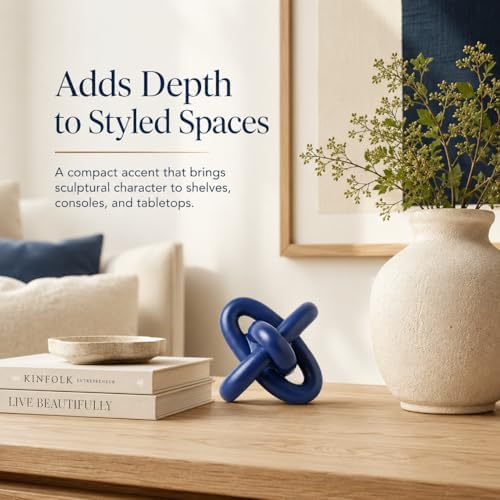 XMGZQ Blue Knot Decor for Coffee Table Book,Chain Link Decor for Bookshelf Entry Table TV Stand,Navy Knot Sculpture for Home Living Room,Object Decoracions para sala,adornos para sala Modernos - Image 4
