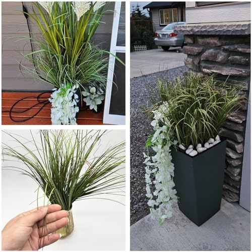 Artificial Plants Fake Wheat Grass Tall Shrubs, Faux Greenery Plastic Leaves Plant Indoor Green Decoration Home Garden Christmas Party Table Centerpieces Hotel Hall DIY Decor - Tail End Red 16 Bundles - Image 4