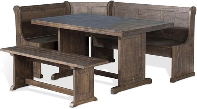Pemberly Row 3-Piece Farmhouse Wood Breakfast Nook Set by PEMBERLYROW