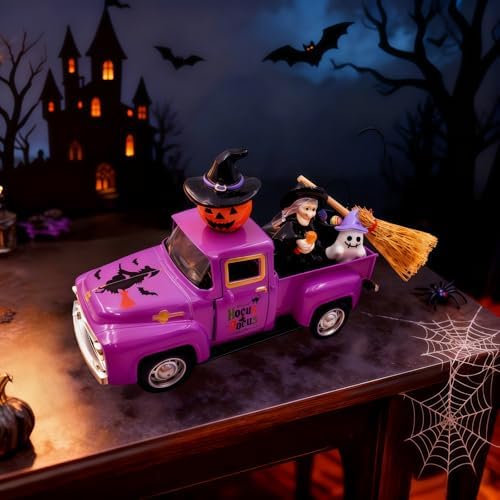 Witch Halloween Decor Indoor Vintage Metal Truck Witch Tiered Tray Decor by Teeloray