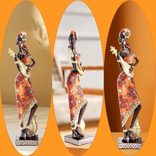African Women Statues for Home African Art Decor For Shelf Lady Figurine - Image 5