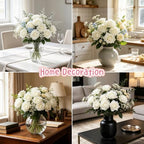 Kimura's Cabin 12pcs Real Touch White Roses Artificial Flower Lifelike Rose - Image 5