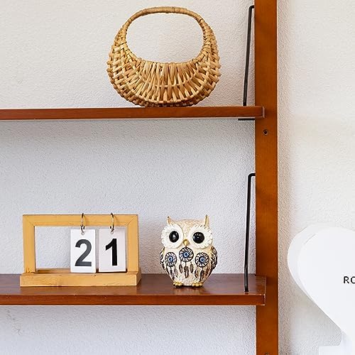 TOHLUCS Owl Statue Home Decor Accents with Evil Eye.White Decor for Bookshelf, Bedroom, Living Room, Office, Table and Shelf. Vintage Owl Figurines Gifts for Birds Lover.Cute Small Animal Sculptures. - Image 3