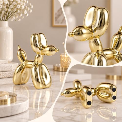 Gold Balloon Dog Decor,Gold Room Decors,Balloon Animal Preppy Room Shelf Decor,Cute Statue Home Decors,Bedroom Modern Sculpture Desk Decoration,Golden Decorations Figurines - Image 4