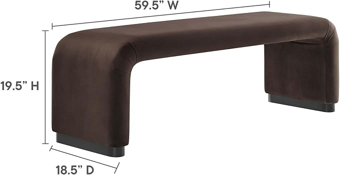 Modway EEI-6734-BLK-CHB Koda Performance Velvet Waterfall Long Bench - Image 3