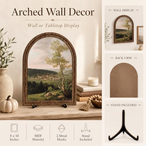 Rustic Farmhouse Tabletop Decor Sign, Arched Wooden Frame Countryside Village Landscape Artwork for Living Room Dining Room Bedroom, Charming Gift Idea - Image 4