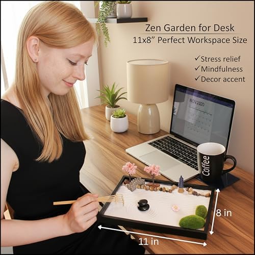 Island Falls Home Zen Garden Kit for Desk, Mini Zen Garden 11x8in Decor - Image 3
