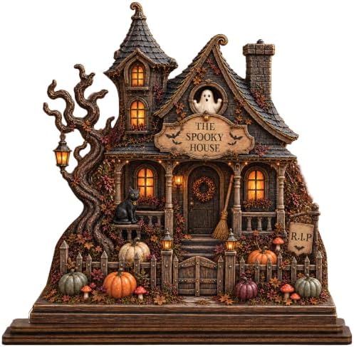 The Spooky House Plaque, Wooden Halloween Village Houses by EmotionalUplifting