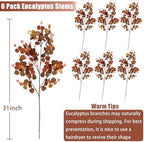 6PCS Fall Stems for Vases- Faux Eucalyptus Stems, Orange Brown - Image 4
