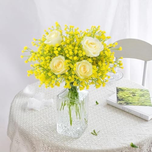 N&T NIETING Babys Breath Artificial Flowers Bulk, 15Pcs, Yellow - Image 4