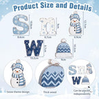 Threehoney 5 Pcs Winter Snow Wooden Table Decor, Snowman Design for Mantel - Image 2