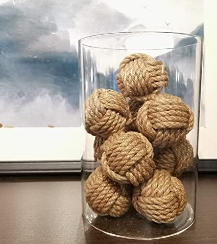 Elkpruu 10PCS Mini Orbs Decorative Balls for Centerpiece Bowls, Christmas Decorative Rope Balls for Bowls, Vase Filler, Decorative Bowl fillers for Farmehouse Coastal Nautical Table Decor by Elkpruu