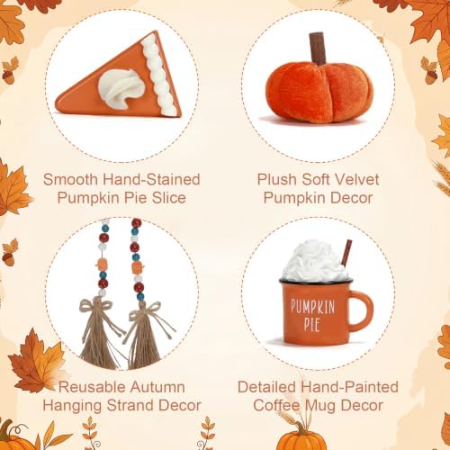 Fall Decorations for Home Indoor, 8Pcs Farmhouse Fall Tiered Tray Decor Set - Image 3