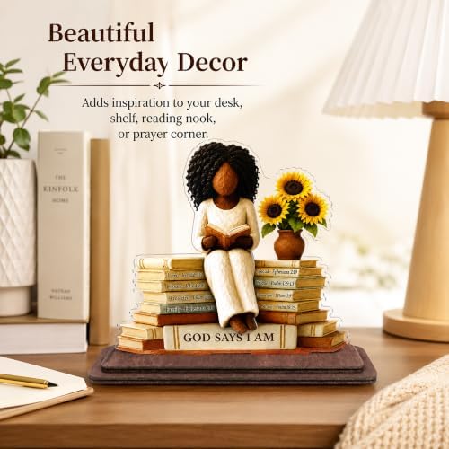 African American Christian Gifts for Women, God Says I Am Girls Desk Plaque - Image 5