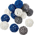 Yaomiao 15 Pcs Decorative Wicker Rattan Ball, 1.8 in, Navy Blue Gray White by Yaomiao