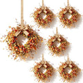 6 Pcs Small Fall Hanging Wreaths with Artificial Autumn Foliage Leaves Red Orange Berries Rustic Burlap Ribbon Mini Cabinet Wreath for Home Front Door Window Wall Farmhouse Thanksgiving Harvest Decor by Unknown