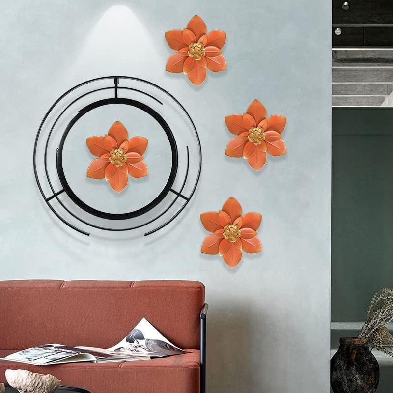 Metal Flower Wall Art Decor, 10“ Rustic Modern Floral Sculpture, Distressed Iron Wall Hanging Home Decoration Accent Artworks for Indoor Kitchen Bedroom Living Room Office Outdoor Garden Patio - Image 3