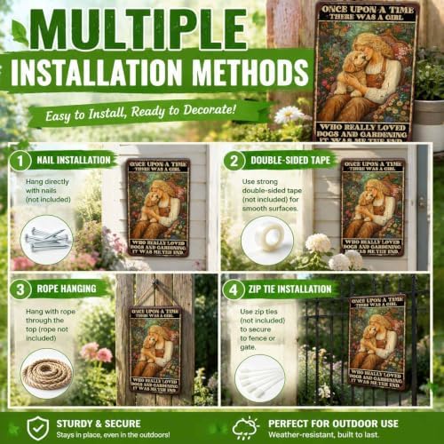 Funny Garden Decor Gardening Sign There was A Girl Who Really Loved Dogs Vintage Metal Tin Sign Wall Decor for Garden Outdoor Yard Farmhouse 8x12 Inch - Image 4