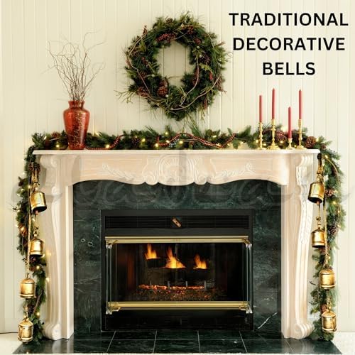 Giant Decorative Cow Bells Set of 3 Huge Christmas Bells for Decoration - XL Vintage Harmony Cowbells Rustic on Jute Rope Hanging Gold Tibetan Lucky Charm (6"-8"-10") - Image 5