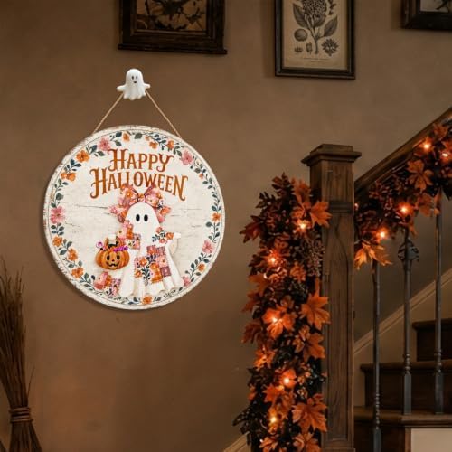 Halloween Decoration for Front Door, Halloween Welcome Wooden Hanging Sign - Image 7