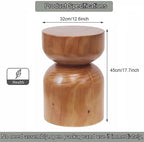 Solid Wood Stool & Sofa Side Table, Rustic Hourglass Wabi-Sabi Accent Coffee - Image 2