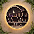 Wall Shelves for Bedroom, Mushroom Moon Shelf LED Light, Whimsical Decor by FNYDOX