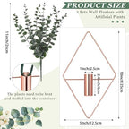 Jexine 4 Pcs Hanging Artificial Planters Wall Decor, Rose Gold, Eucalyptus - Image 2