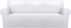 PureFit Stretch Oversized Couch Covers Fleece Sofa Slipcovers White | 1-Piece by PureFit