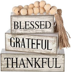 Yuntau 4 Pcs Farmhouse Thanksgiving Table Decor Stacked Wooden Block Sign by Yuntau