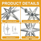sxnzequnze 4 Pcs Star Wall Art for Home Decor Living Room Bedroom Office Metal 3D,Bling,with Hanging Hook Starburst Midcentury Sculpture Retro Gallery Accent Celestial -Silver 16.5in/9.4in - Image 4
