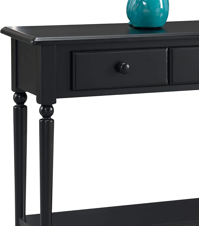 Leick Home Coastal Console Table, Solid Wood, 2 Storage Drawers, Bottom Display - Image 4