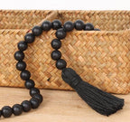 RAMIRABI Wood Beads Garland with Tassels, 39in Black Beads Home Decor - Image 5