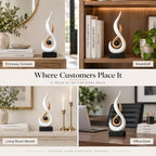 FJS White Abstract Flame Sculpture for Living Room Coffee Table Decor - Image 6